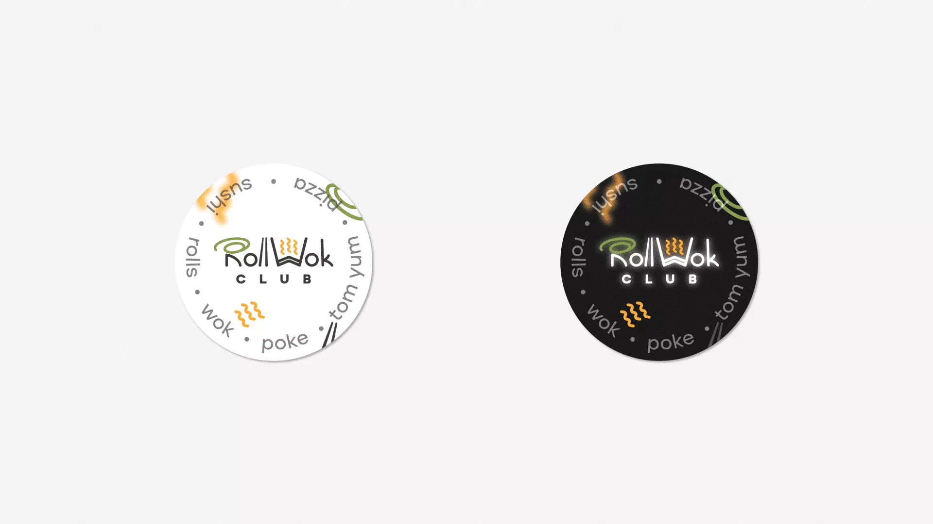 Разработка наклеек для суши-бара «Roll Wok Club» в Зеленограде